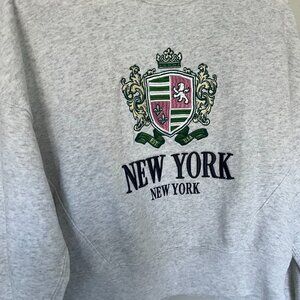 Abercrombie & Fitch Light Gray Crew Neck Embroidered New York Sweatshirt XS